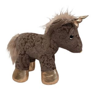 Dan Dee Rose Gold Unicorn Champagne Damask Plush 18” Stuffed Animal Toy Velvet